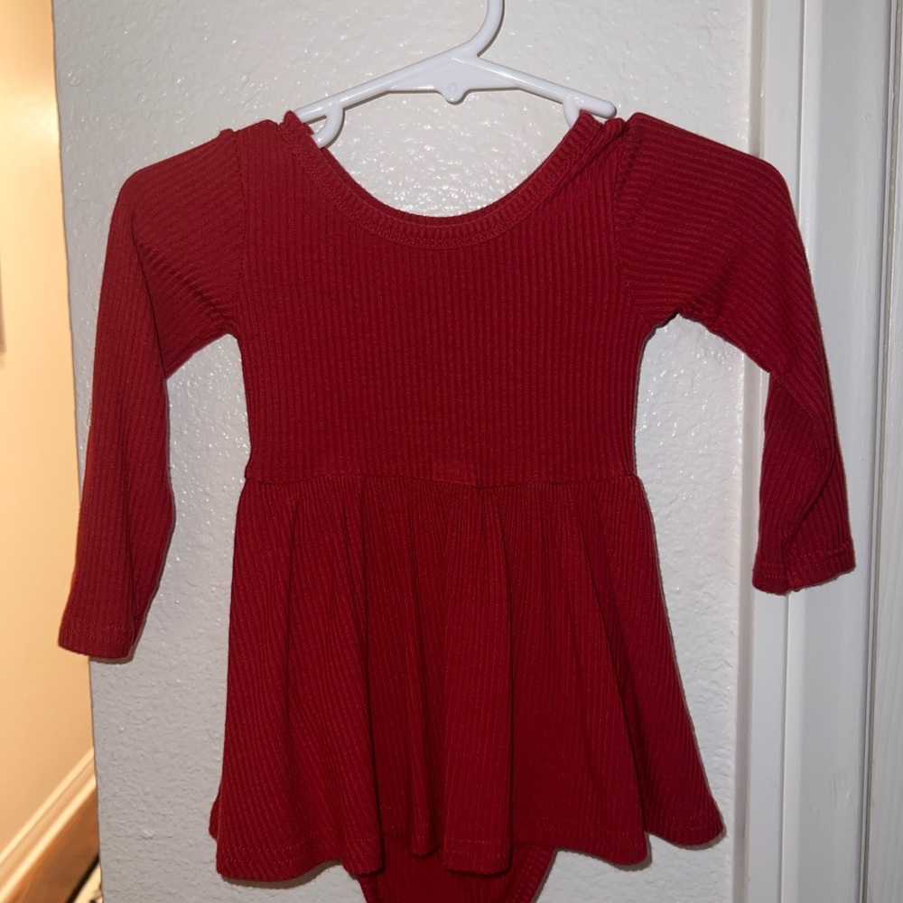 Little Sleepies Red Ribbed Kids Dress